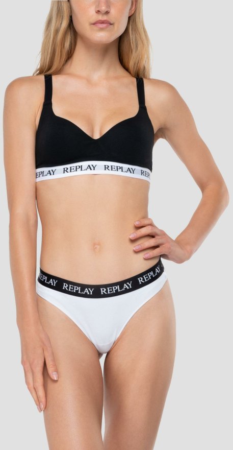 Damen Replay Jeans  | Doppelpackung Strings Mit Kontrastfarbenem Gummibund
